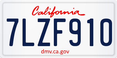 CA license plate 7LZF910
