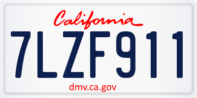 CA license plate 7LZF911