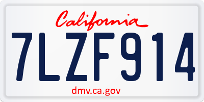 CA license plate 7LZF914