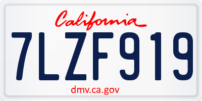 CA license plate 7LZF919