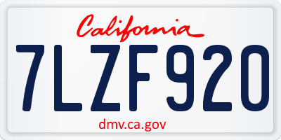 CA license plate 7LZF920