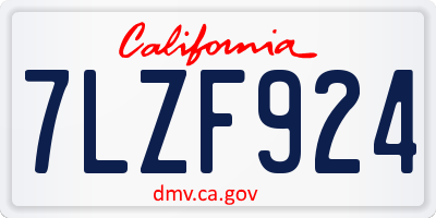CA license plate 7LZF924