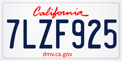 CA license plate 7LZF925