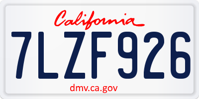 CA license plate 7LZF926