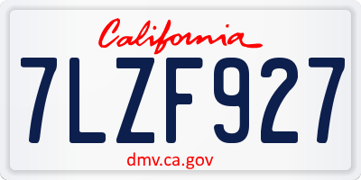 CA license plate 7LZF927