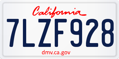 CA license plate 7LZF928