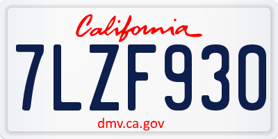 CA license plate 7LZF930