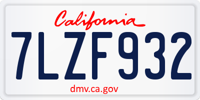 CA license plate 7LZF932