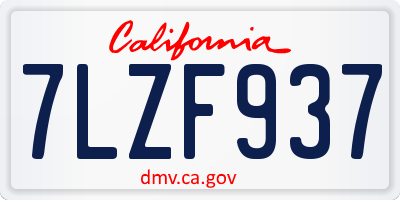 CA license plate 7LZF937