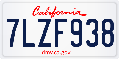 CA license plate 7LZF938