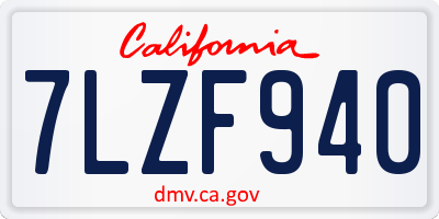 CA license plate 7LZF940