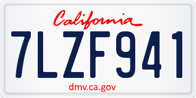 CA license plate 7LZF941