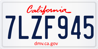 CA license plate 7LZF945