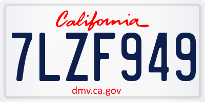 CA license plate 7LZF949