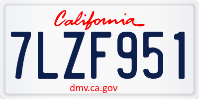 CA license plate 7LZF951