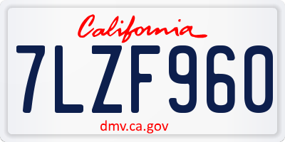 CA license plate 7LZF960