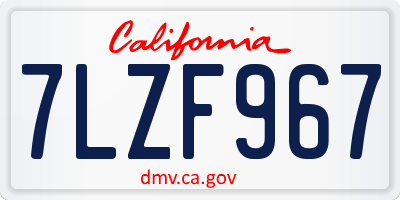 CA license plate 7LZF967
