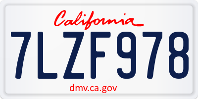 CA license plate 7LZF978