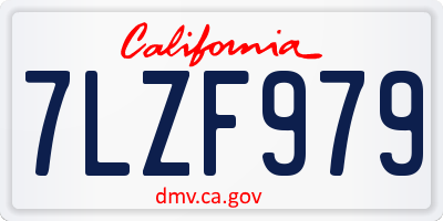 CA license plate 7LZF979