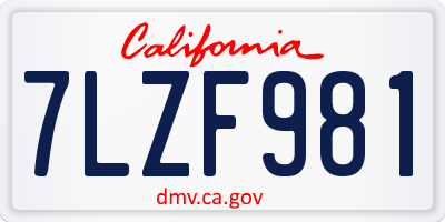 CA license plate 7LZF981