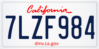 CA license plate 7LZF984