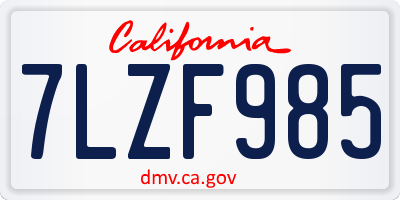 CA license plate 7LZF985