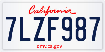 CA license plate 7LZF987