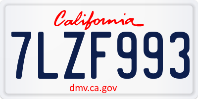 CA license plate 7LZF993