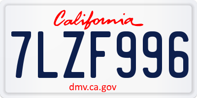 CA license plate 7LZF996