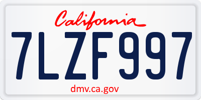 CA license plate 7LZF997