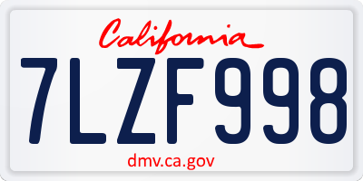 CA license plate 7LZF998