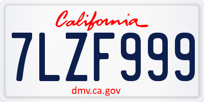 CA license plate 7LZF999