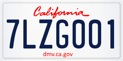 CA license plate 7LZG001