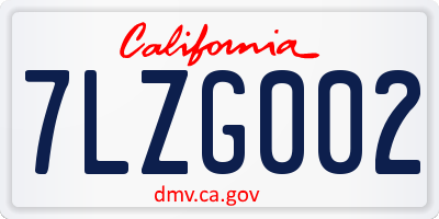 CA license plate 7LZG002