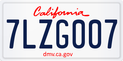 CA license plate 7LZG007