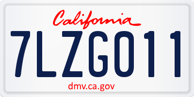 CA license plate 7LZG011