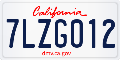 CA license plate 7LZG012
