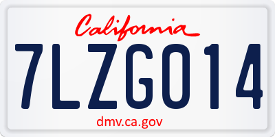 CA license plate 7LZG014
