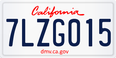 CA license plate 7LZG015