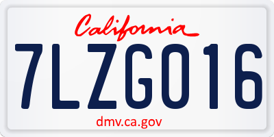 CA license plate 7LZG016