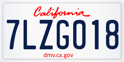 CA license plate 7LZG018