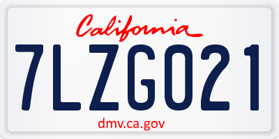 CA license plate 7LZG021