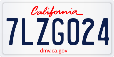 CA license plate 7LZG024