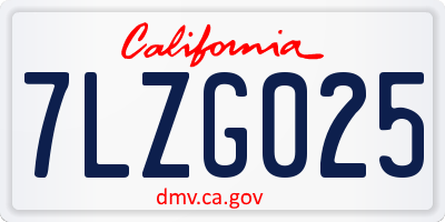 CA license plate 7LZG025