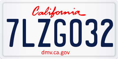 CA license plate 7LZG032
