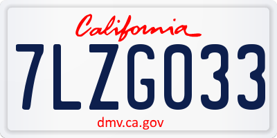 CA license plate 7LZG033