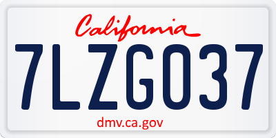 CA license plate 7LZG037