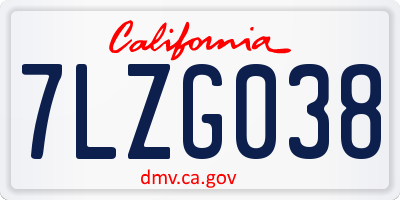 CA license plate 7LZG038