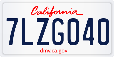 CA license plate 7LZG040