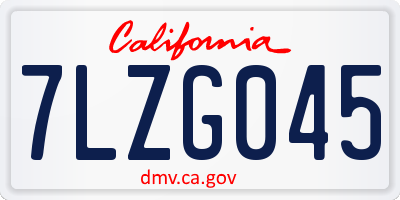 CA license plate 7LZG045